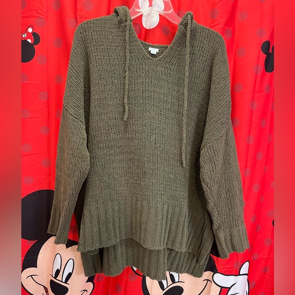 aerie Sweaters - Aerie Dark Green High Low Hooded V-Neck Sweater